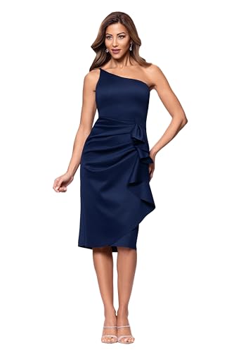 Image of Xscape Women's Long Flower Ilusion Sleeve Off-the-Shoulder Scuba Crepe Gown