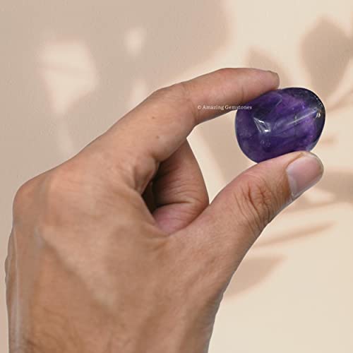 Amethyst Crystals and Healing Stones Tumbled - 1 oz Amethyst Stone Gem Stones, Natural Healing Stones for Energy Balance, Stress Relief - Premium Polished Gems Rocks for Meditation and Wellness