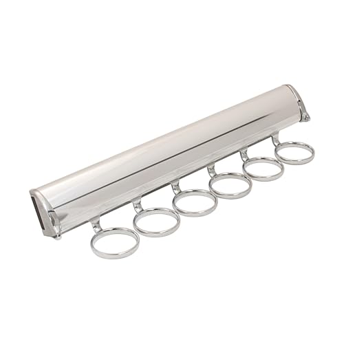 Brixwell QINA-003 Scarf Rack, 6 Hook with Full Extension Slide Polished Chrome Finish