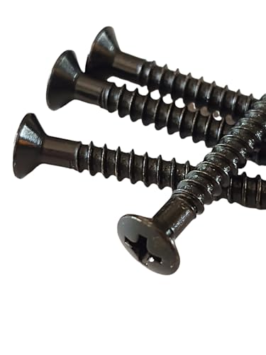 4 Pack Black Guitar Neckplate Screws Long 1-3/4 inch X #8