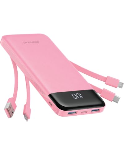 Image of charmast 10000mAh Portable Charger,Built-in 4 Cables,6 Outputs /3 Inputs,3A Fast Charging,Compatible with iPhone,iPad,Samsung,Pixel,LG