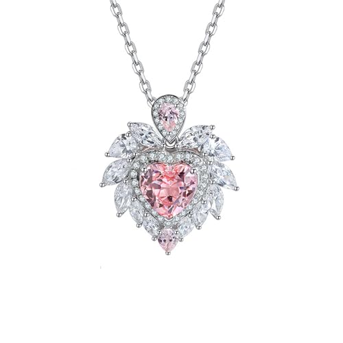Collier argent 925 femme avec pendentif cœur rose en pierre de morganite 1.63 ct