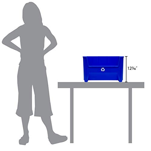 Readyspace 3-Pack Heavy-Duty Open-Front Stacking Recycling Bins Plastic Containers, 12.5 Gallon, Blue (13017Bluers) #TOP1