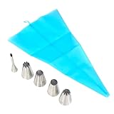 オーディオファン 絞り口金 シュークリーム用 製菓道具 6個入り ケーキ クリーム お菓子作り 口金 大き目 ステンレス シリコン 絞り袋 クッキー ケーキ チュロス デコレーション