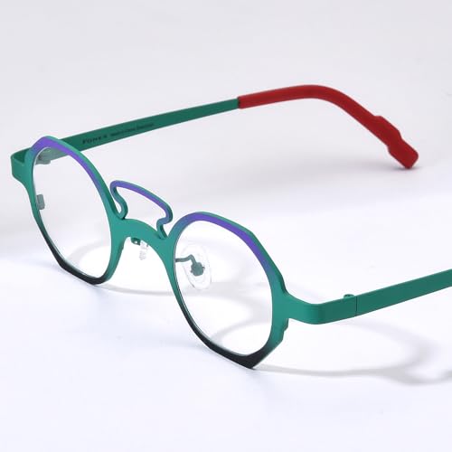 Image of FONEX Colorful Pure Titanium Glasses Frame Women Retro Round Eyeglasses