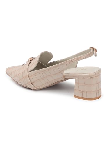 Image of Carlton London Women Comfortable Block Heel Pointed Toe Slingback Fashion Shoes for Party, Office use, Casual use