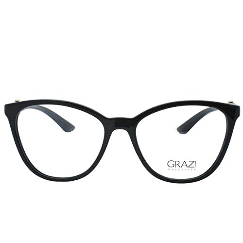 Óculos de Grau Grazi Massafera GZ3047 F700 Preto Com Cristais Da SWAROVSKI Lente Tam 52