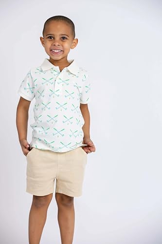 Image of monica + andy Short Sleeve Polo & Short Set, 100% Organic Clothes for Boys, Sizes for Kids, Toddler & Baby