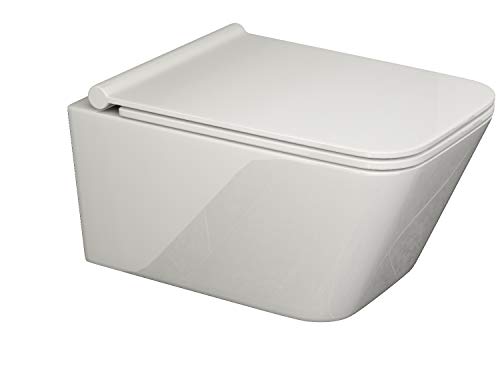 SSWW CT2041 - Inodoro de diseño para colgar con asiento con descenso automático, borde cerrado para empotrar, efecto loto, asiento ultra plano, diseño moderno, 540 x 360 mm Cover