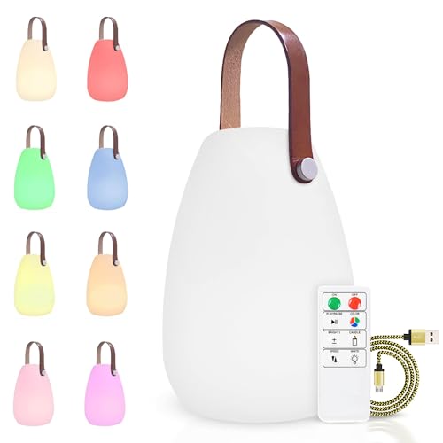 IROO Lampe de table LED extérieur avec Télécommande Blanc chaud 8 couleurs Intensité variable Lampe de Table sans fil étanche Décoration idéale pour votre maison...