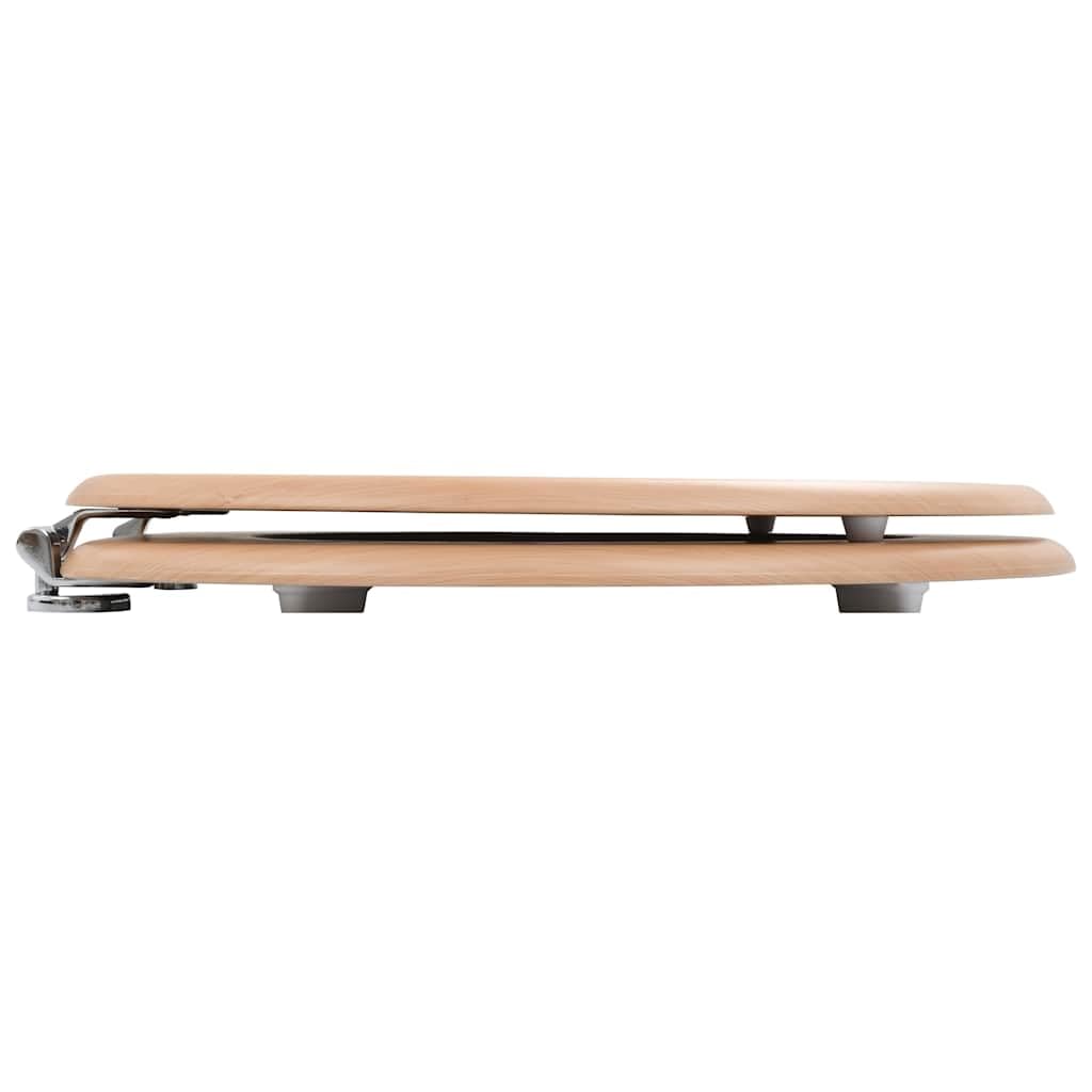 Deska sedesowa z pokrywą MDF bambusowa, regulowane zawiasy chromowo-cynkowe 12-20 cm, uniwersalnie pasuje do muszli klozetowych, wytrzymałe siedzisko 43,7 x 37,8 cm, łatwy montaż