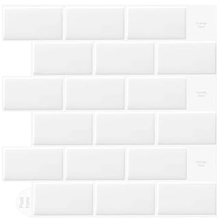 WoStick 10-Sheets 3D Self Adhesive Peel and Stick Wall Tiles, Splashback & Metro Subway Tiles for Kitchen & Bathroom (30.5x30.5cm)