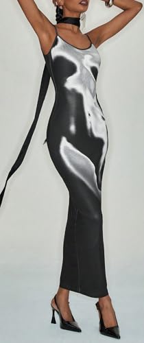 Image of Women's Summer Sexy Bodycon Maxi Dress Spaghetti Strap Elegant for Holiday Beach Vacation