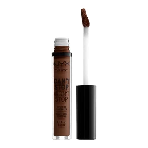 NYX Professional Full Coverage Concealer, 24 Hour Longevity, Can't Stop Won't Stop Contour Makeup Concealer, Matte Finish, Shine Control, Long Lasting, Vegan Formula, Shade: Deep Walnut
