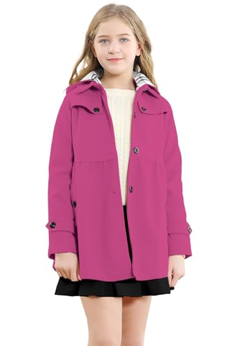 Image of Betusline Girls' Dress Coat, Kids Hoodie Wool Blend Coats Fall Winter Outerwear Peacoat,2-14 Years