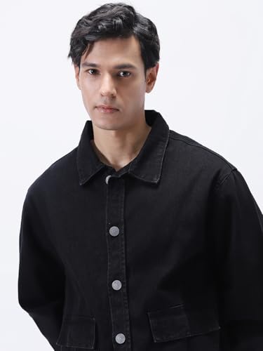 Image of Urbano Fashion Men's Relaxed Fit Full Sleeve Utility Denim Jacket