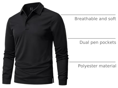 Image of MAGNIVIT Men's Polo Shirts Long Sleeve Quick Dry Performance Shirt Military Tactical Army Combat Polo Shirts