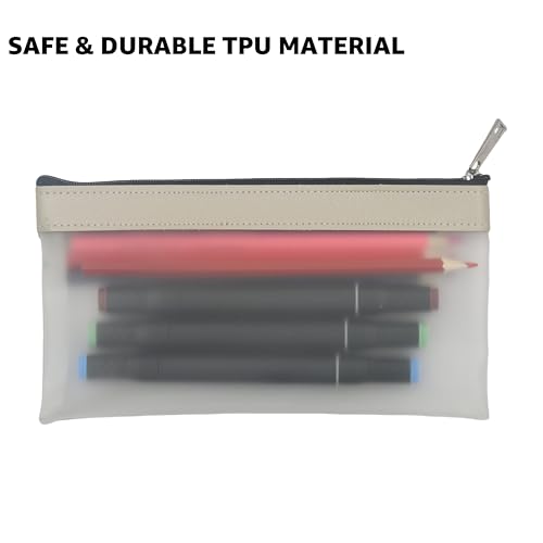 Image of 4 Pack Clear Pencil Pouch, Aesthetic Small Pencil Pouch, Cute Pencil Bag, Black White Gray Beige