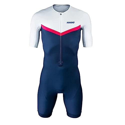 Summer Cycling Skinsuit Triatlón for Hombres, Pro Manga Corta Traje de Ciclismo, Racing Tri Suit de Bicicletas Acolchado de Gel, MTB Mono,9D Gel Acolchado Equipos (TYP-9,L)