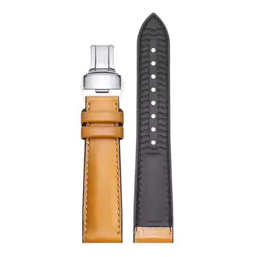 Bracelet de montre en cuir véritable et caoutchouc 22mm étanche et durable