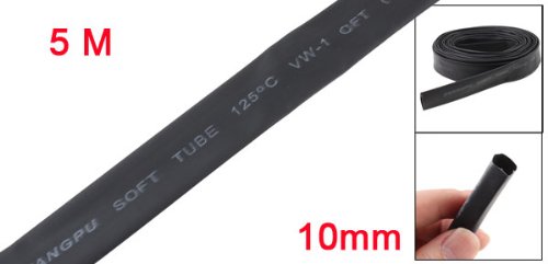 sourcing map Schwarz 10 mm Durchmesser 2: 1 Schrumpfschlauch Schrumpfschlauch Drahtwickel 5M
