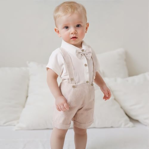 Newborn Baby Boy Outfits Suit Bowtie Dress Romper+Suspender Overalls Shorts Pants Set Gentleman Wedding Clothes Formal3