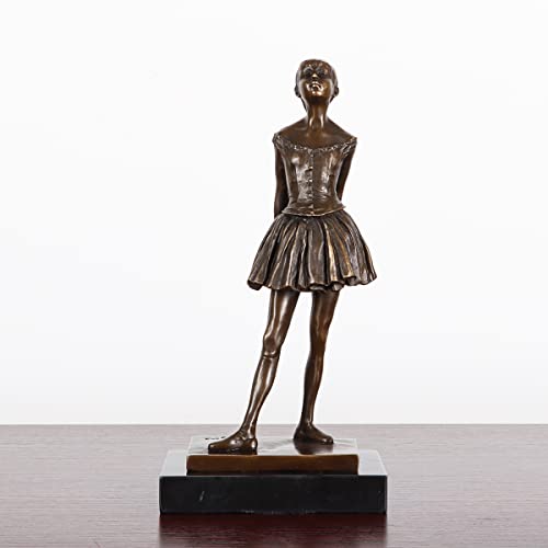 Nileebuker Bronze Edgar Degas Sculpture Ballerina Art Replica Little Dancer Aged Fourteen Statue Living Room Decor 7.5" H #TOP1