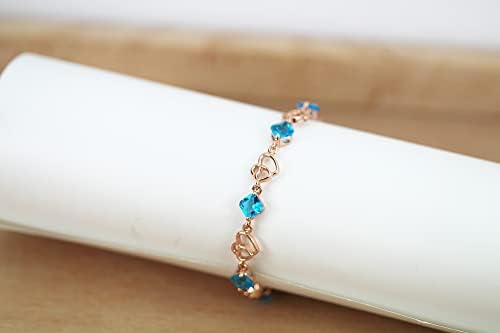 baobei silver Bracelets for women, crystal bracelets, rose gold bracelets, Sterling Silver bracelets, double heart Bracelets, blue zirconia Infinity Bracelets Gift For Girls, friendship bracelets