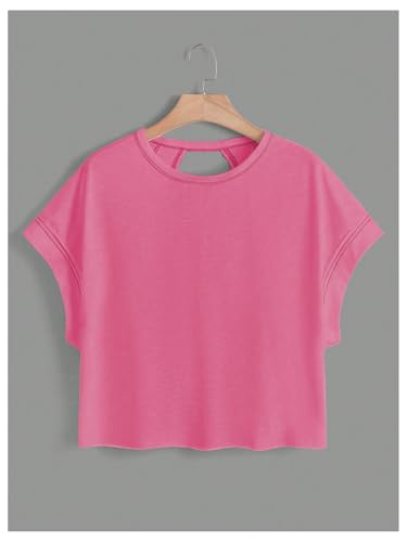 Image of SOLY HUX Women Open Back Tops Workout Backless Tee Casual Athletic Shirts Short Sleeve Oversized Gym T Shirt