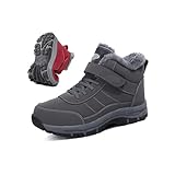 Winter Boots for Women Warm Fleece Lined Sneakers Comfortable Ankle Booties Outdoor Hiking Boots for Women Casual Fashion Lace-up Sneaker Non-Slip Shoes with Hook Loop (Gray, US, Adult, Women, 11, Numeric, US Footwear Size System, Medium)
