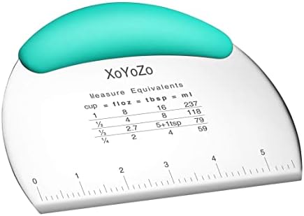 1 pcs Dough Pastry Scraper Chopper/Stainless Steel Dough Scraper Cutter with Ergonomic Rubber Non-Slip Grip/Dough Scraper Cutter/Pro Pastry Pizza Cutter Chopper (Blue-green)