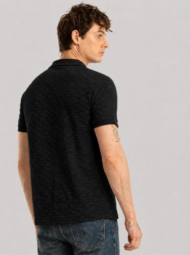 Image of Preneum Men's Solid Polycotton T-Shirt | Collared Neck | Half Sleeve | Regular Fit | Everyday Casual Wear (Available in Plus Sizes)