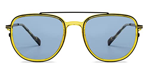 Image of Hip Hop Gold Full Rim Pilot Branded and Stylish Sunglasses For Men & Women | Polarized and 100% UV Protected | Medium | LK S15197