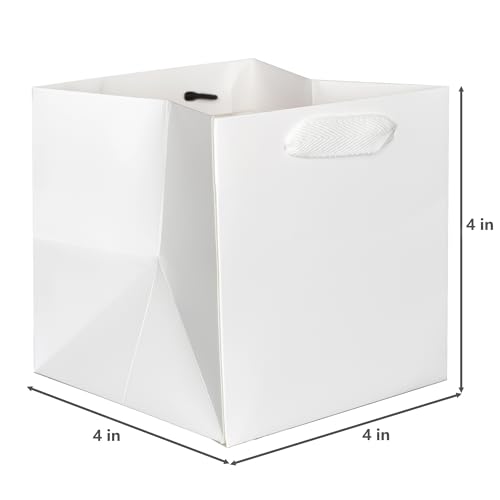 IN-JOOYAA White Square Gift Bags Small Paper Bags Party Favor Bags with Rope Handle 10 Pcs (4 x 4 x 4 in, White) by IN-JOOYAA - Image 2