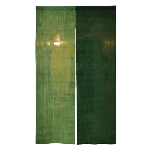 7vcraft Natural Hand-Dyed Japanese Noren | Doorway Curtain Decorative | Handwoven Linen Ramie () Noren Curtain Door Divider | Various Patterns (Two-Tone Green 35x59in)