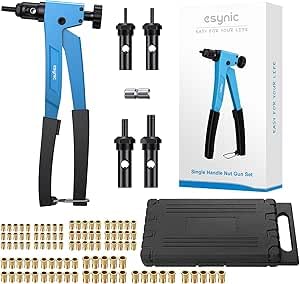 Pince écrou à riveter 10'' eSynic avec 100 écrous M3 à M6 et étui