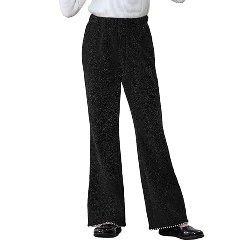 Image of Rolanko Girls Wide Leg Velvet Pants Dressy Palazzo Pant for Girls Corduroy Pant with Pearls for Christmas Holiday Party 5-12Y