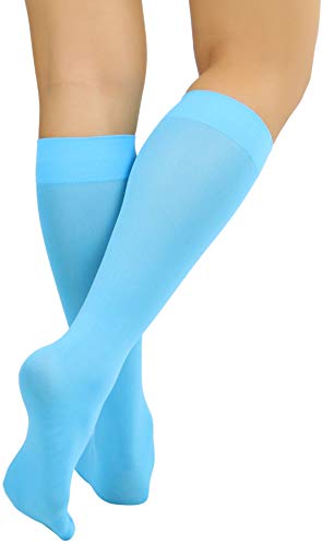 Image of ToBeInStyle Women's Opaque Knee High Nylon Fashion Socks Solid & w /Front Satin Bow