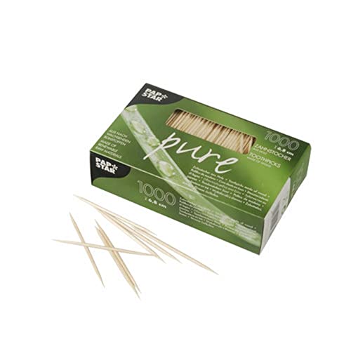 PAPSTAR 12735 Palillo de Dientes de Madera, Redondo, Longitud: 68 mm