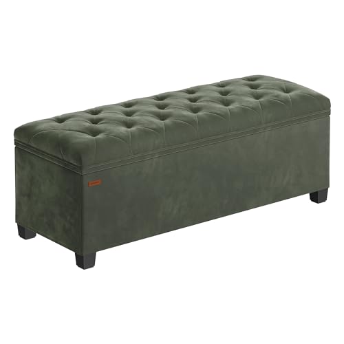 SONGMICS Velvet Storage Ottoman Bench, Foot Rest with Legs, 15.7 x 43 x 15.7 Inches, End of Bed...