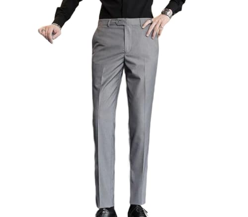 Men Slim Fit Dress Pants Straight Business Casual Trousers Formal Office Wedding Party Daily Workwear