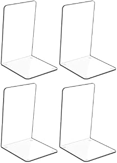 Plastic Acrylic Bookends Clear Design Non-Slip Bookracks for Bedroom Library Office School Decoration Gift (Transparent 2 Pair)