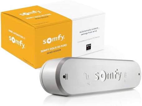 Somfy Eolis 3D Wirefree RTS Wind Sensor - Wireless Wind Protection for RTS Awnings - Works with Sun Setter Awnings - Advanced 3D Detection - Pure White Color #1816081