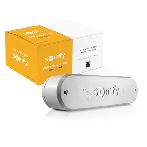 Somfy Eolis 3D Wirefree RTS Wind Sensor - Wireless Wind Protection for RTS Awnings - Works with Sun Setter Awnings - Advanced 3D Detection - Pure White Color #1816081