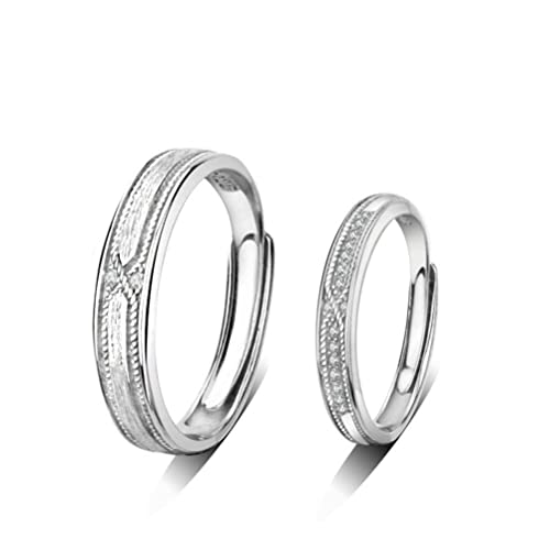 Bague S925 couple ouverte anneau argent ajustable étudiant