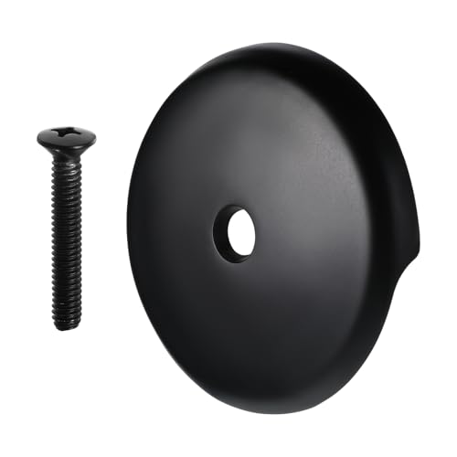 3-1/8 Bathtub Overflow Drain Cover Single Hole Tub Overflow Drain Cover with Screw Kits Matte Black Overflows Face Plate Bathtub for Most Standard Bath Tub Drains