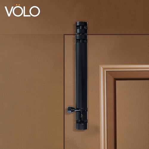 Image of VOLO Aluminium Tower Bolt with Stainless Steel Rod - Heavy Duty Door & Window Latch for Home and Office | Main Door Tower Bolt | Kundi /Chitakini | Pack of 2 Pieces (Black, 8 Inch)