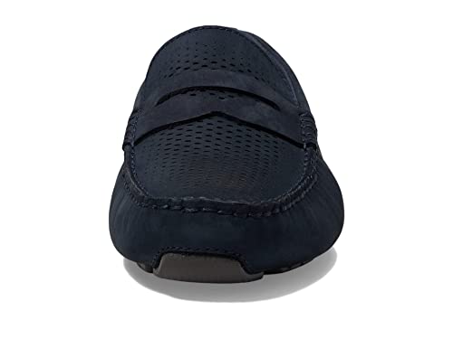 Image of Cole Haan Men's Grand Laser Driver Penny Loafers, Navy Ink Nubuck /Pavement, 9.5-W US