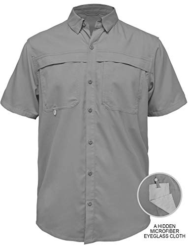 Men's Button Down UPF 50+ Light Protection Short Sleeve Shirt - Outdoor, Fishing, Casual3