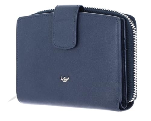 Porte-monnaie Valencia Golden Head en cuir saphir, le cadeau masculin chic